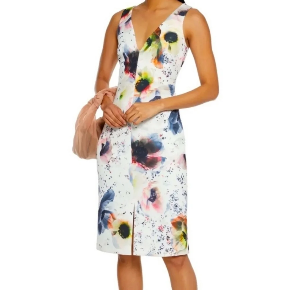 NWT Mark & James Badgley Mischka Floral Printed Scuba Sleeveless Dress - Picture 5 of 7